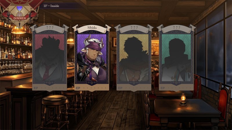 Norn's Dine — Illustrated fantasy tavern interior and character selection scene — Norns Dine game screenshot.